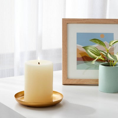  3" X 4" Unscented Candle Cream - Room Essentials™: Paraffin Wax, 65 Hours Burn Time, 1 Wick Pillar