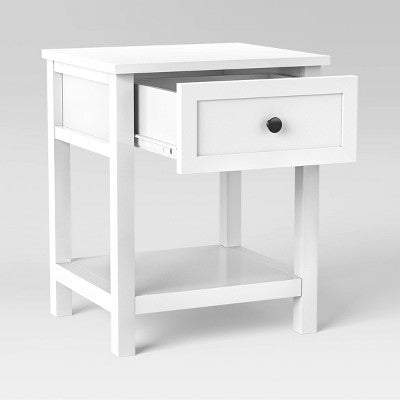  Traditional Side Table With Storage Drawer Classic White - Room Essentials™