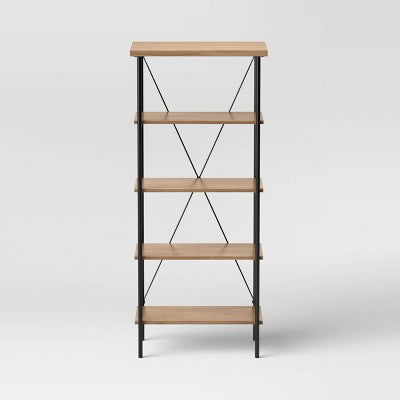  Mixed Material Media Tower Bookcase Natural - Room Essentials™
