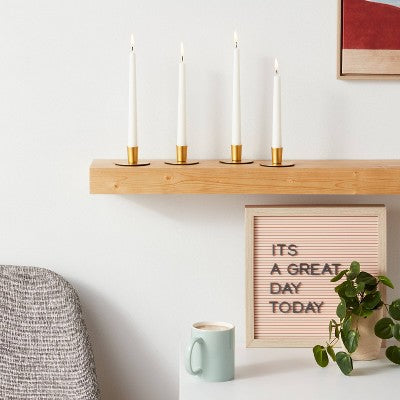  4pk Small Gold Powder Coated Taper Candle Holders - Room Essentials™: Iron Construction, Modern Decor