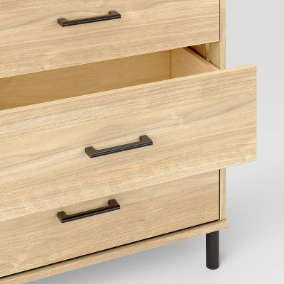  Mixed Material Wood And Metal 4 Drawer Dresser Updated Base Natural Wood - Room Essentials™