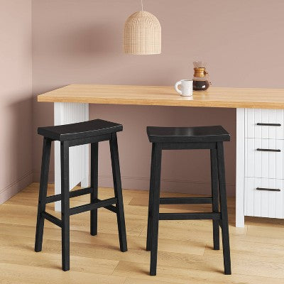  Set Of 2 29" Solid Wood Saddle Backless Barstool - Room Essentials™