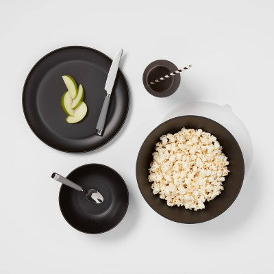  16pc Plastic Dishware Set Black - Room Essentials™: Dinnerware, Microwave & Dishwasher Safe, Service For 4