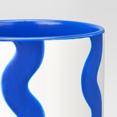  Ceramic Wavy Planter Blue/White 5.67" X 5.67" X 5.9" - Room Essentials™