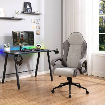  Swivel Dorm Gaming Chair Gray - Room Essentials™: Upholstered Computer Desk Chair, Adjustable, Fixed Arms