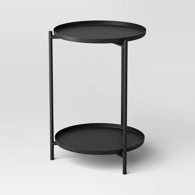  Metal Small Side Table With Shelf Black - Room Essentials™