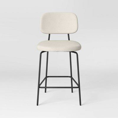  24" Upholstered With Metal Base Counter Height Barstool Cream Boucle - Room Essentials™