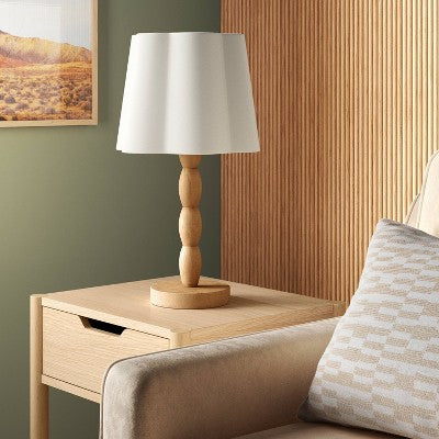  Turned Wood Table Lamp With Scalloped Shade - Room Essentials™