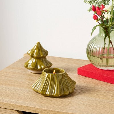  Pine Tree Figural Ceramic Autumn Leaf Pile Jar Candle - Room Essentials™