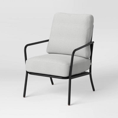  2pc Metal Mesh Outdoor Patio Chairs With Double Cushions, Club Chairs Black - Room Essentials™