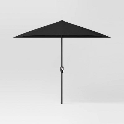  7.813'x8.83' Half Circle Patio Umbrella - Black Pole - Room Essentials™