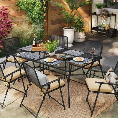 6 Person Metal Mesh Rectangle Patio Dining Table, Outdoor Furniture - Room Essentials™