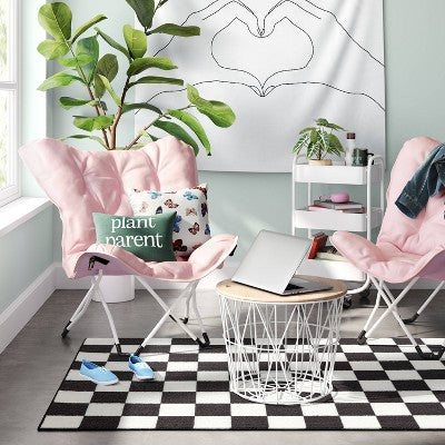  4'x5'5" Small Checker Rug Charcoal And Ivory - Room Essentials™