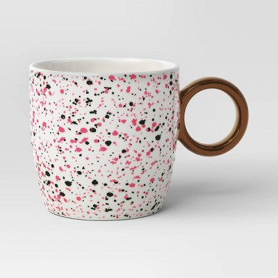  13oz Stoneware Spatter Print Mug Ruby Pink - Room Essentials™