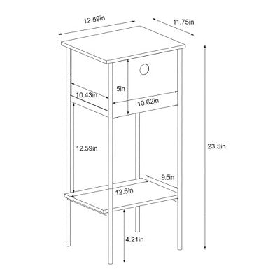  Fabric Bin Dorm Side Table Black Frame - Room Essentials™