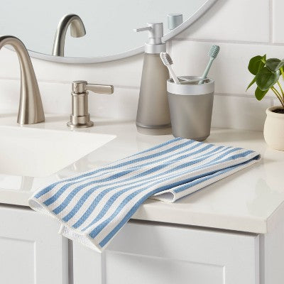  Quick Dry Striped Waffle Towel Blue - Room Essentials™
