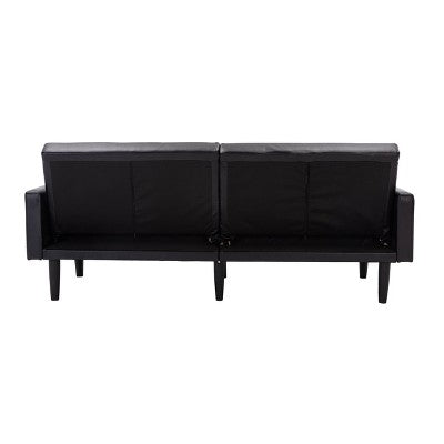  Faux Leather Futon Sofa With Arms Black - Room Essentials™