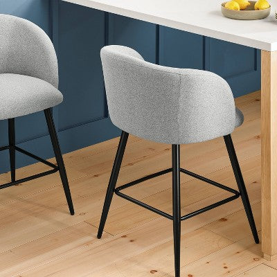  Set Of 2 Barrel Back Counter Stools With Metal Base Counter Stool Gray - Room Essentials™