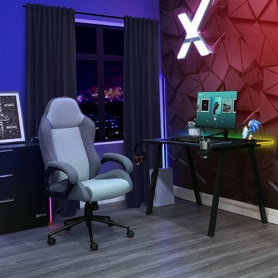  Swivel Dorm Gaming Chair Gray - Room Essentials™: Upholstered Computer Desk Chair, Adjustable, Fixed Arms