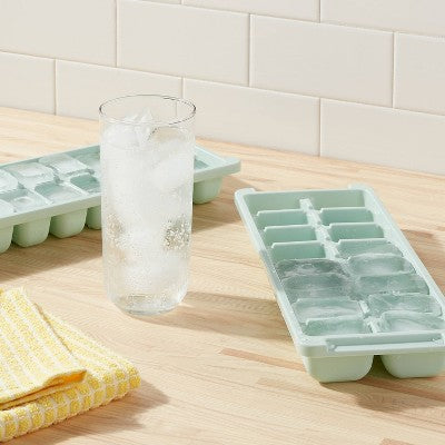  2pk Plastic Ice Trays Mint Green - Room Essentials™: Stackable, Dishwasher-Safe, 16 Cavities, Freezer Safe