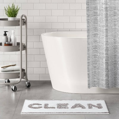  20"x30" Clean Tufted Bath Rug White/Gray - Room Essentials™