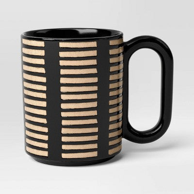  16oz Stoneware Broken Blinds Print Mug Black - Room Essentials™