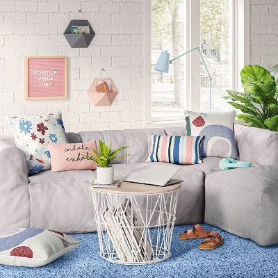  Modular Dorm Bean Bag Section Sofa Armless Gray - Room Essentials™