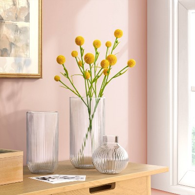  3pc Vase Set Ribbed Glass - Room Essentials™
