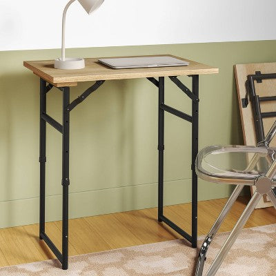  Adjustable Height Dorm Folding Table Brown - Room Essentials™