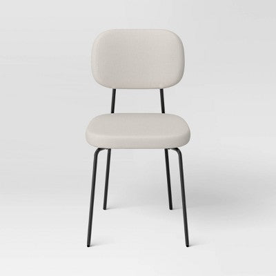  Set Of 2 Upholstered With Metal Base Dining Chair Chairs Cream Boucle - Room Essentials™