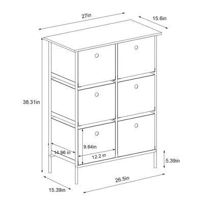  Fabric 6-Bin Tall Vertical Dresser Black Frame - Room Essentials™