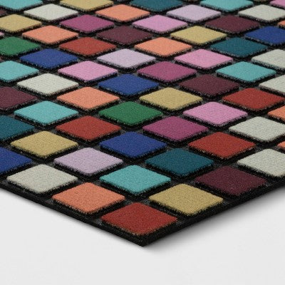  1'6"x2'6" Recycled Rubber Blocks Indoor/Outdoor Doormat - Room Essentials™: Skid-Resistant, Quick-Drying, Beige