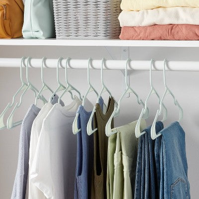  18pk Hangers Mindful Mint - Room Essentials™: Plastic Clothes Hangers For Shirts, Dresses, Tank Tops, Adult Use