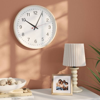  15.5" Schoolhouse Wall Clock Natural Wood Grain - Room Essentials™