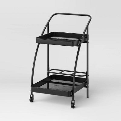  Metal Mesh Rolling Bar Outdoor Serving Cart Black - Room Essentials™