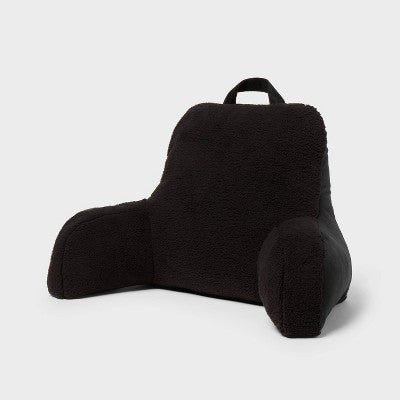  Faux Shearling Bed Rest Black - Room Essentials™: Comfort Support Pillow For Dorm, Indoor/Outdoor Use