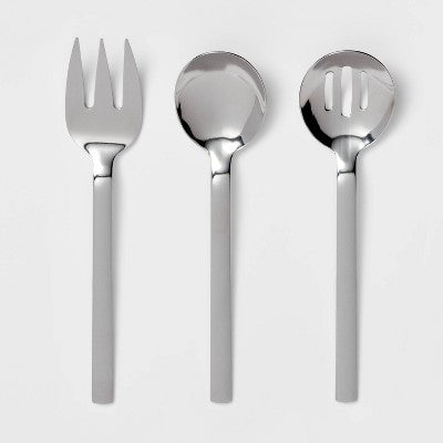  3pc Squared Straight Serving Set - Room Essentials™: Stainless Steel Utensils, Serving Fork & Spoons, Dishwasher-Safe