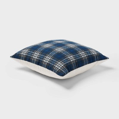 Decorative Throw Pillow Square Plaid Navy Blue - Room Essentials™