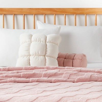  Puffer Square Decorative Throw Pillow Ivory - Room Essentials™