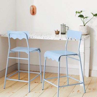  Set Of 2 24" Wavy Metal Counter Height Barstool - Room Essentials™