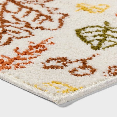  17"x24" Fall Leaves Non-Slip Harvest Bath Rug Cream - Room Essentials™