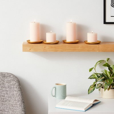  4pk Small Gold Powder Coated Metal Plates Candle Holders - Room Essentials™: Iron Construction, Modern Style