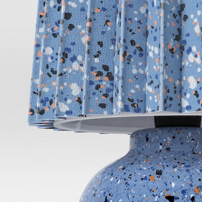  Mini Printed Ceramic Base Table Lamp With Printed Pleated Shade - Room Essentials™