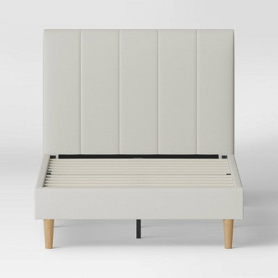  Dorm Twin Bed Cream - Room Essentials™: Upholstered Headboard, Plywood Frame, No Box Spring Needed