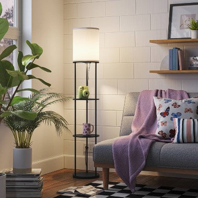  Shelf Floor Lamp Black (Includes LED Light Bulb) - Room Essentials™