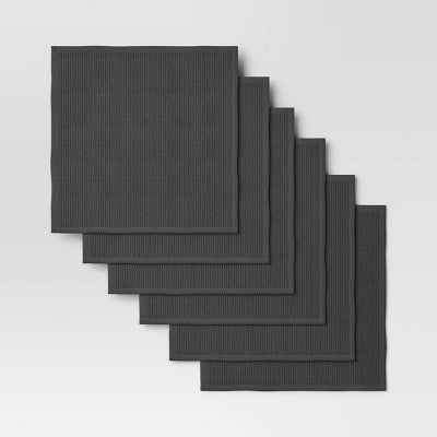  6pk Cotton Dishcloths Gray - Room Essentials™