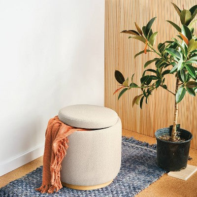  Round Upholstered Storage Ottoman - Room Essentials™