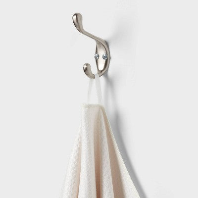  Quick Dry Floral Border Waffle Towel White - Room Essentials™