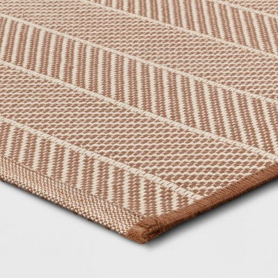  4'x5'6" Chevron Striped Area Rug Ivory/Tan - Room Essentials™: Indoor, Flat Pile, Woven