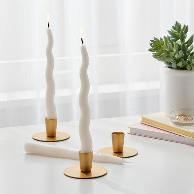  6pk Taper Candle Set White Wavy - Room Essentials™